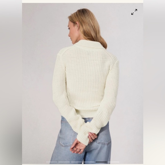 rag & bone Cream Ribbed Knit Crew Neck Sweater - Picture 2 of 12